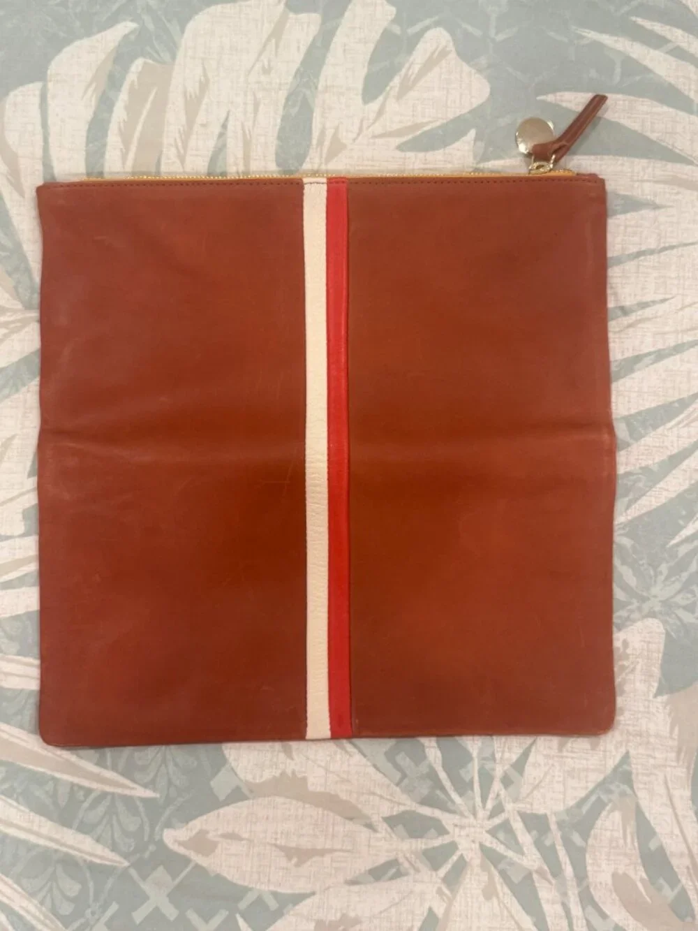 Clare V. Foldover Clutch in Cognac, Red & Cream Soldout on Revolve!